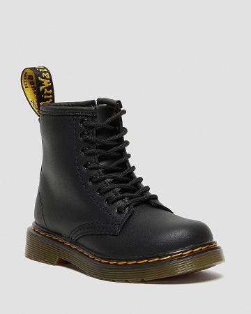 Kids' Dr Martens Toddler 1460 Softy T Leather Lace Up Boots Black | AU 705PJJ